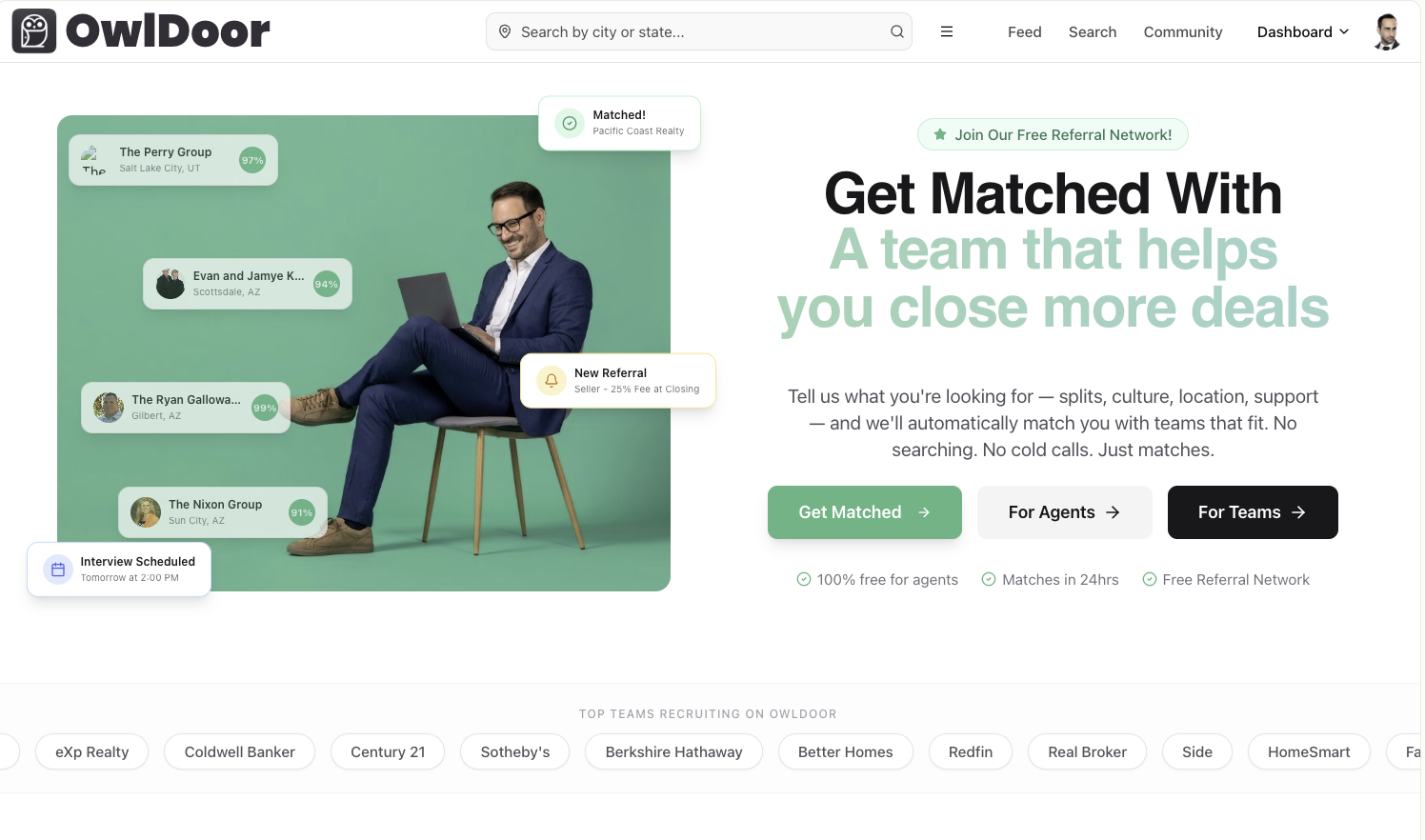 OwlDoor agent-team matching platform